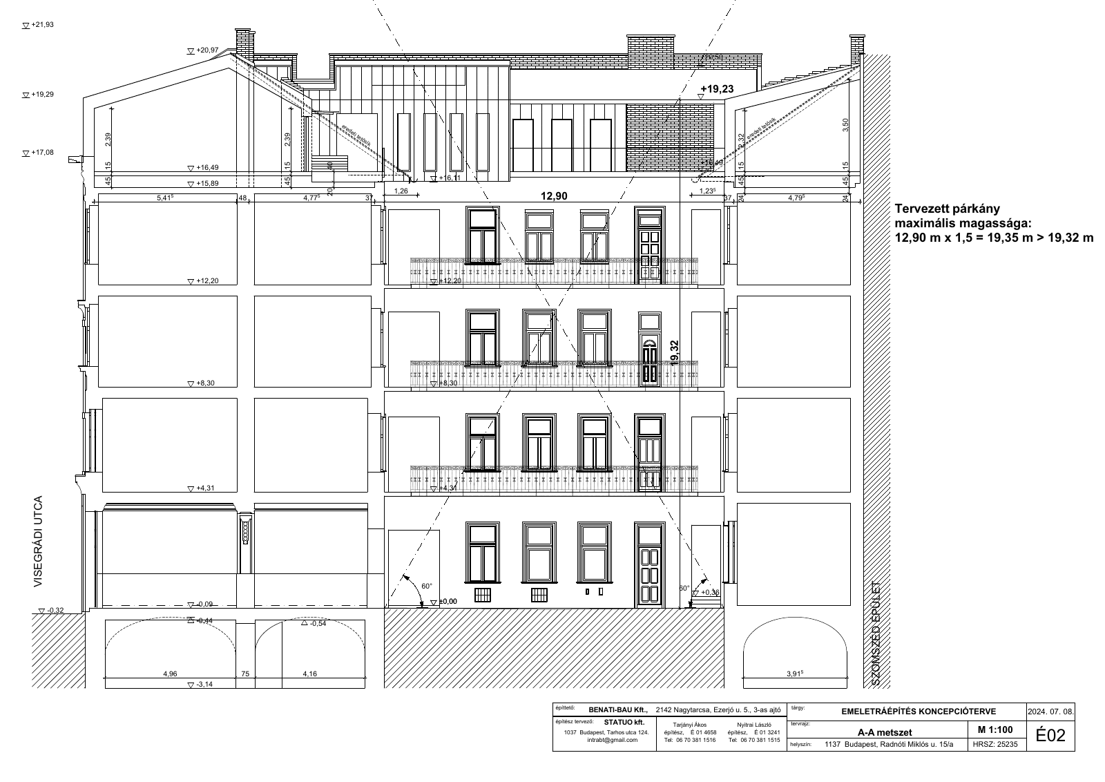 Budapest, XIII. kerület, Tetőtérbeépítés terve_Visegrádi_Radnóti sarok kép - Tarjányi Ákos építészmérnök